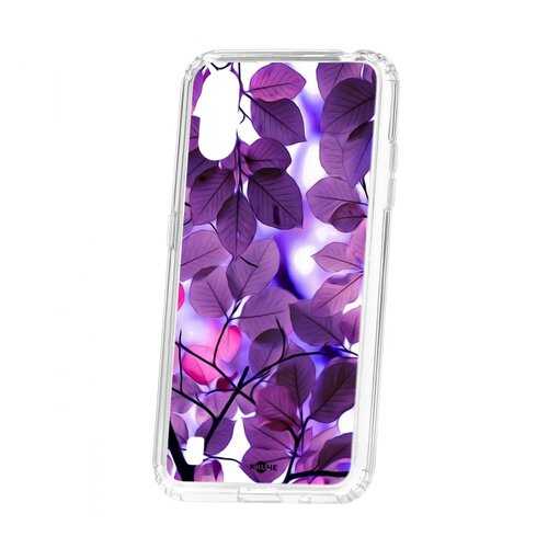 Чехол Kruche Samsung Galaxy A01/A015 Print Purple leaves в Триколор ТВ