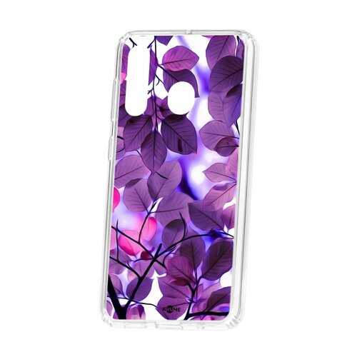 Чехол Kruche Samsung Galaxy A60 2019 Print Purple leaves в Триколор ТВ