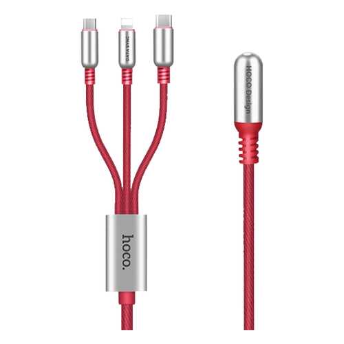 Кабель Hoco U17 Lightning/microUSB/Type-C Red в Триколор ТВ