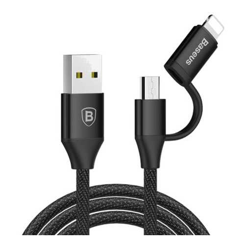 Кабель Micro Baseus Yiven 2-1 Cable 1m Black в Триколор ТВ